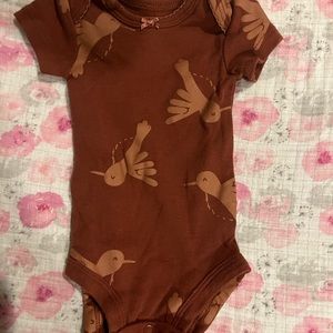 Newborn baby brown with birds onsies
